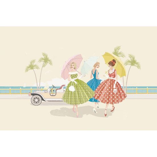 Samolepící tapeta elegantní dámy na pláži