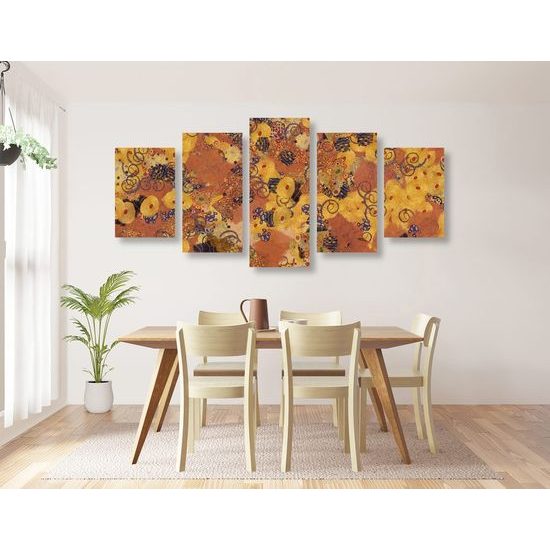 5-dílný obraz abstraktní umění inspirované G. Klimtem