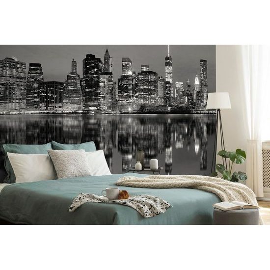 Fototapeta černobílý noční Manhattan