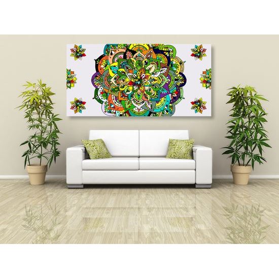 Obraz zelená vintage Mandala