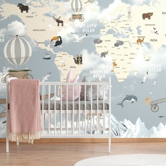Samolepící tapeta mapa se zvířátky