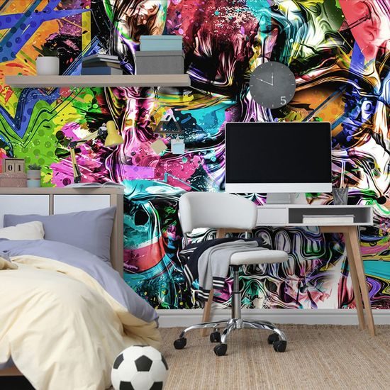 Tapeta lebka v pop art provedení