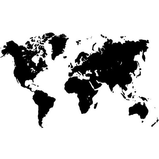 Obraz černá mapa světa