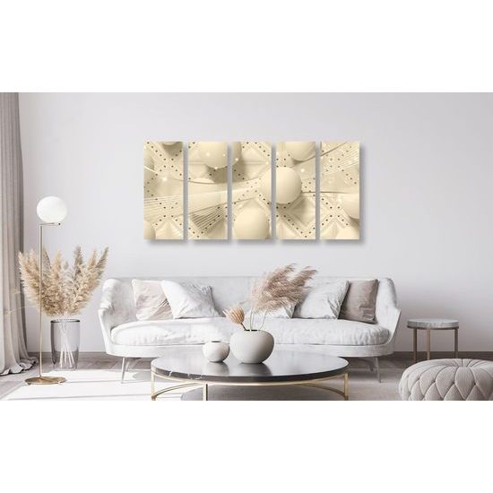 5-dílný obraz jemný luxus v sépiovém provedení