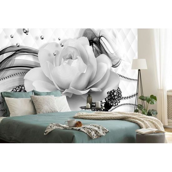 Tapeta černobílá půvabná růže v elegantním provedení