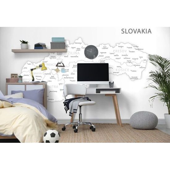 Tapeta podrobná mapa Slovenské republiky v černobílém provedení