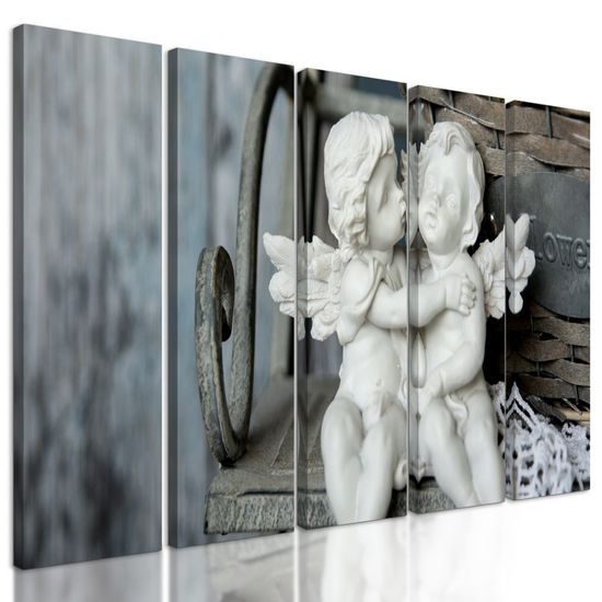 5-dílný obraz láska andílků