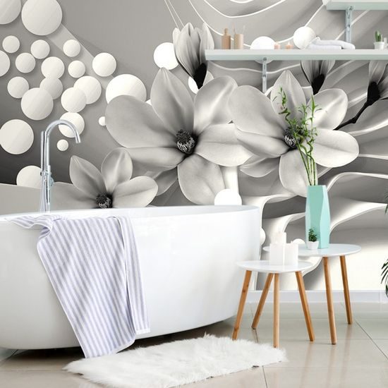 Tapeta nádherná magnolie v černobílém provedení