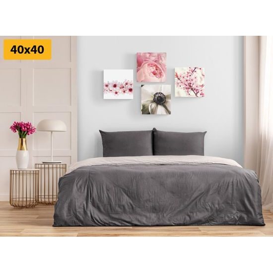 Set obrazů jemné romantické květiny
