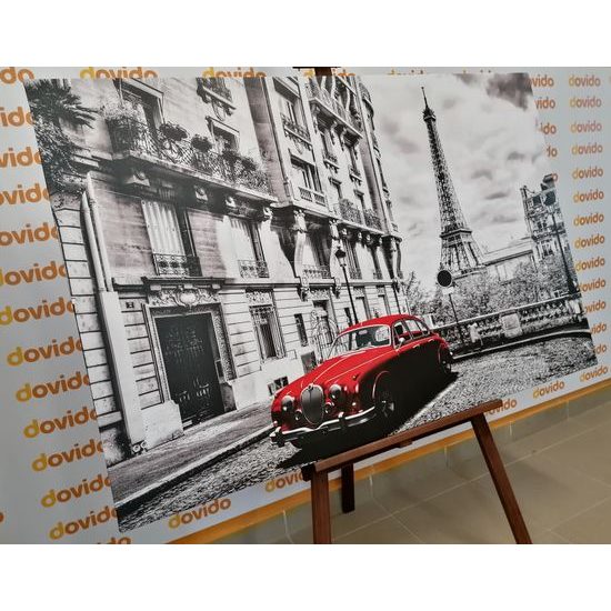 Obraz červený veterán v historické Paříži