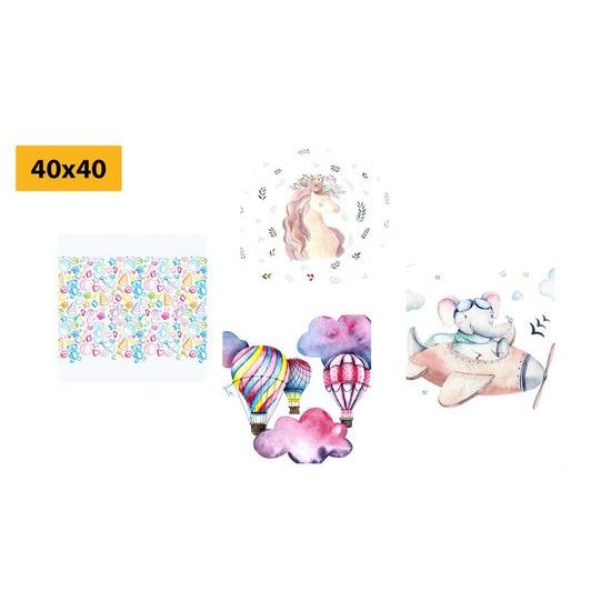 Set obrazů na dobrou noc v krásných pastelových barvách