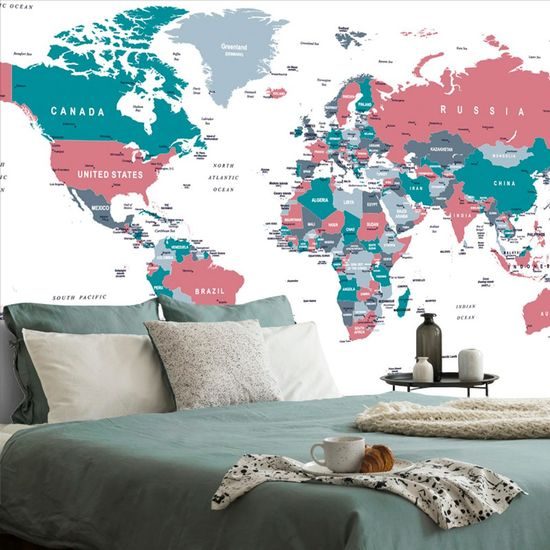 Tapeta mapa v poutavém pastelovém provedení