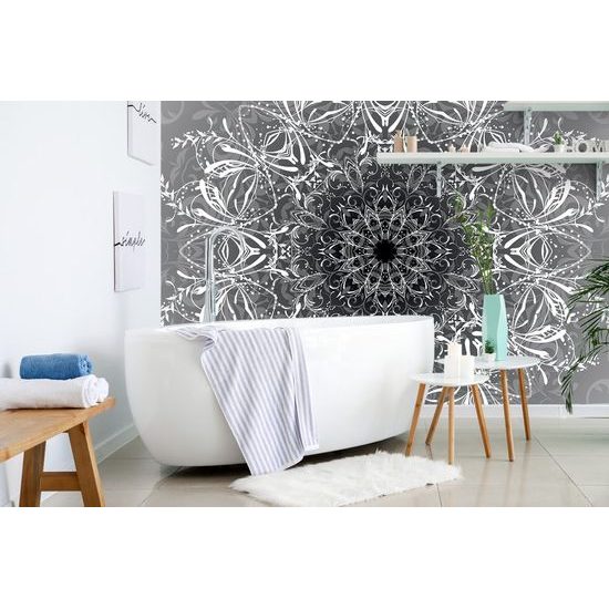 Tapeta Mandala v černobílém provedení