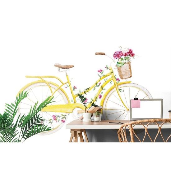 Tapeta retro kolo pokrytý květinami