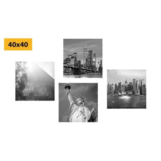 Set obrazů pohled na New York v černobílém provedení