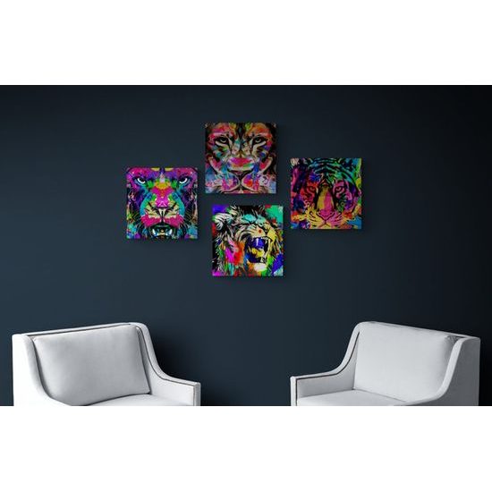 Set obrazů pop art hlavy zvířat