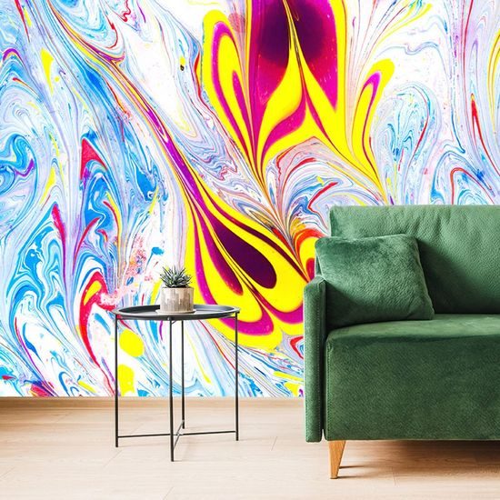 Tapeta zajímavá hra barev v Ebru provedení