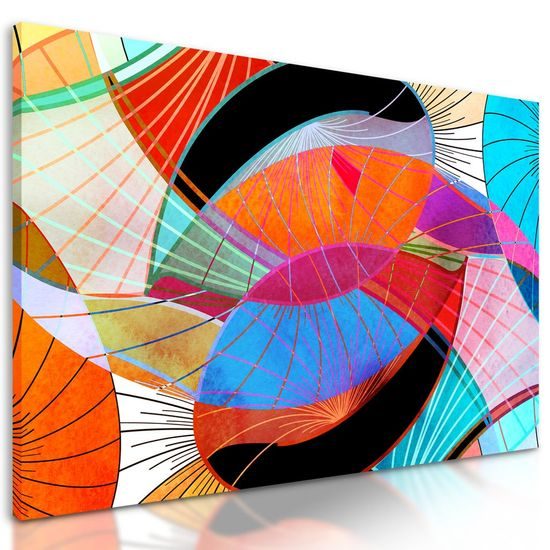 Obraz abstrakce tvarů v pestrobarevném provedení