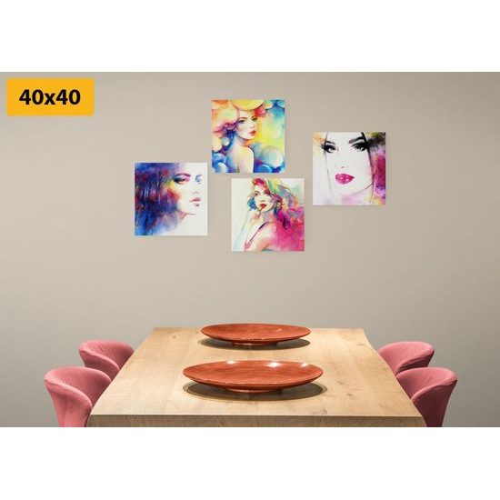 Set obrazů elegentní žena v abstraktním provedení
