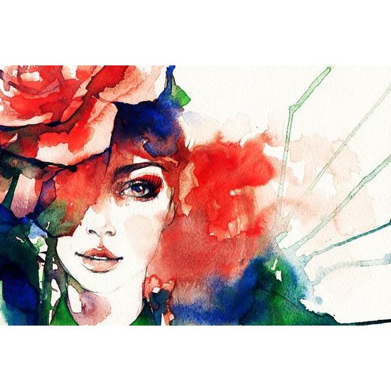 Samolepící tapeta portrét dámy plný barev