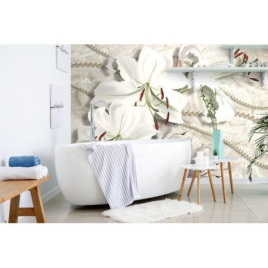 Tapeta perly s květinami lilie