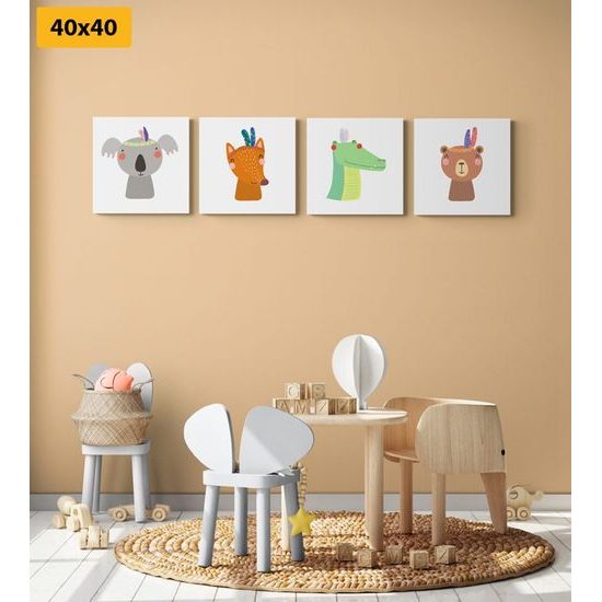 Set obrazů milá zvířátka s peříčky