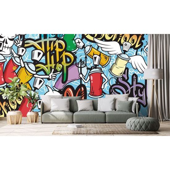 Samolepící tapeta umělecký street art ve světlých barvách