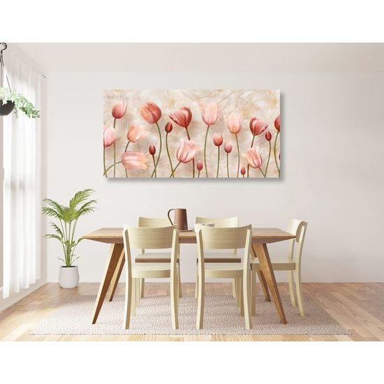 Obraz jemnost starorůžových tulipánů