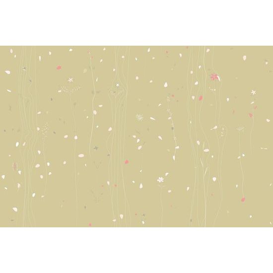 Samolepící tapeta něžná květinová louka na zlatém pozadí