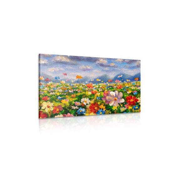 Obraz olejomalba louky plné květin