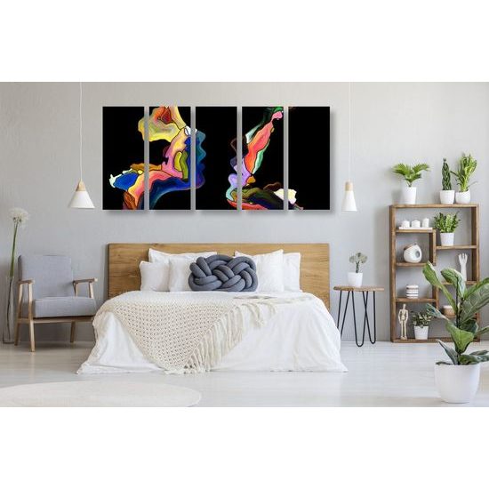 5-dílný obraz neobyčejná abstrakce lidských tváří
