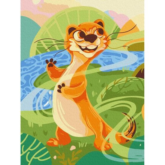 Malování podle čísel pro děti lasice na procházce