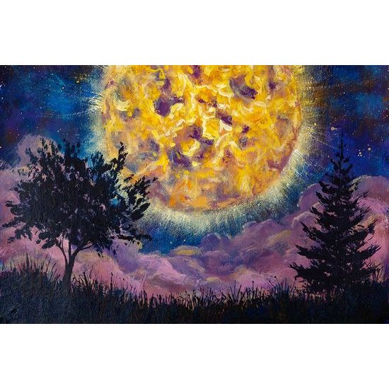 Samolepící tapeta zářivá planeta na abstraktní obloze