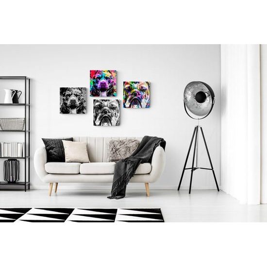 Set obrazů psy v abstraktním provedení