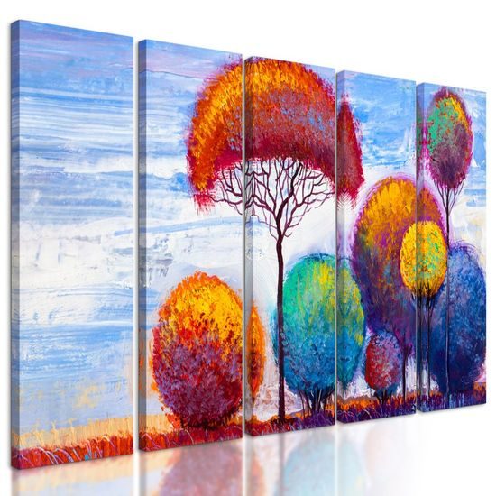 5-dílný obraz podzim ve vintage provedení