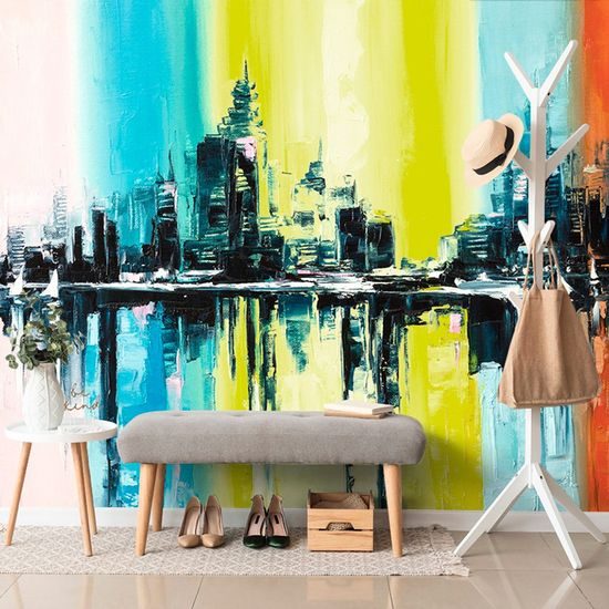 Tapeta pestrobarevná malba města