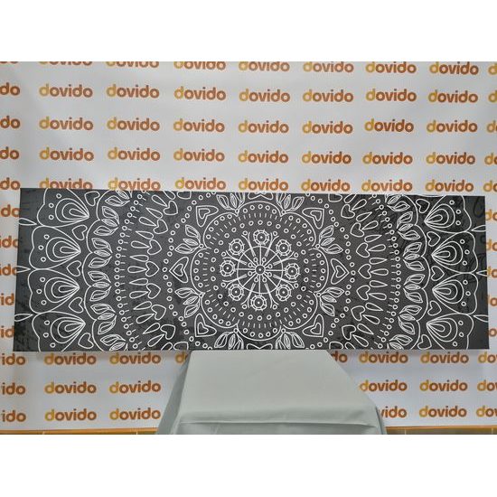 Obraz umělecká Mandala v černobílém provedení