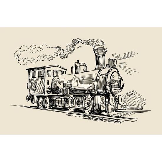 Samolepící tapeta malovaný vlak v uměleckém provedení