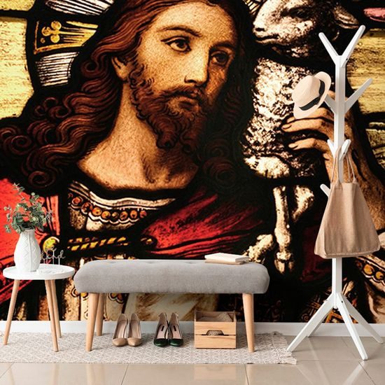 Samolepící tapeta milosrdný Ježíš Kristus s jehňátkem