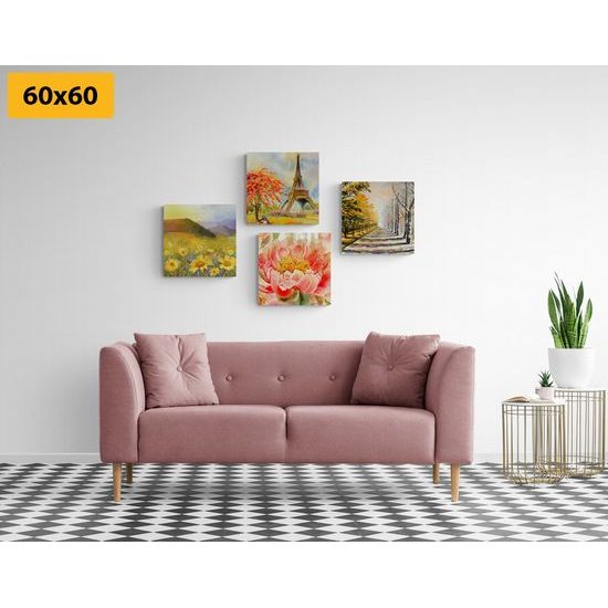 Set obrazů malba romantického zátiší