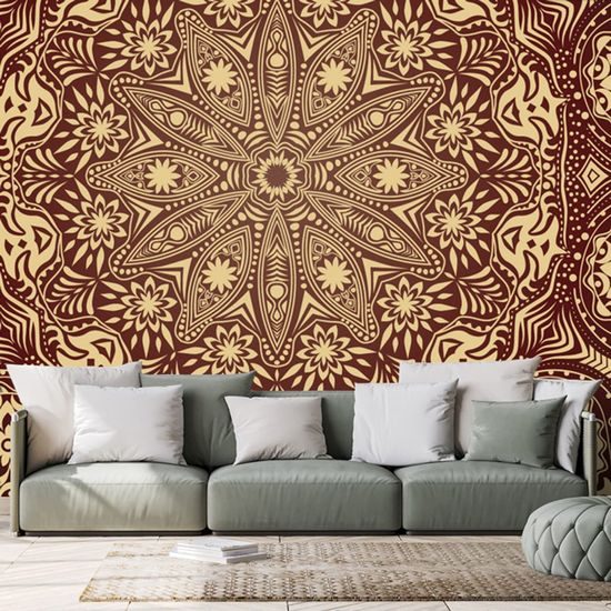 Samolepící tapeta bordó luxusní Mandala