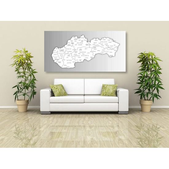 Obraz podrobná mapa Slovenské republiky v černobílém provedení