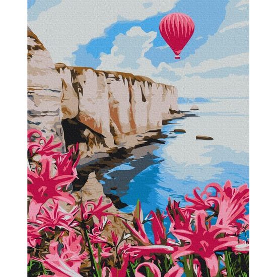 Malování podle čísel balón nad skalním útesem