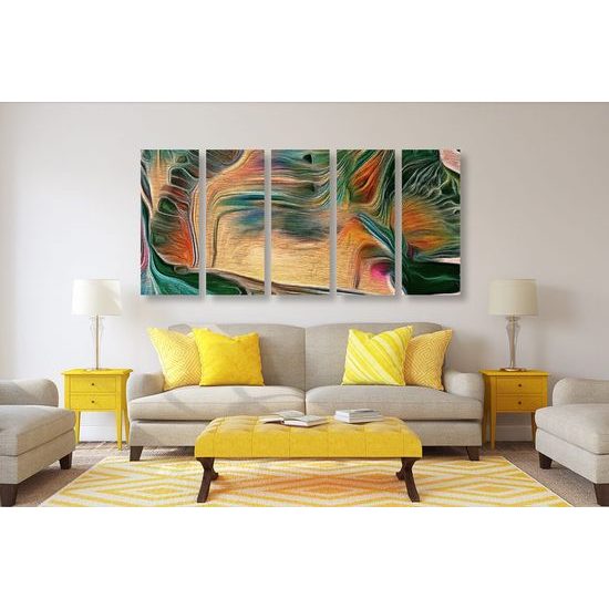 5-dílný obraz abstrakce v psychedelickém provedení