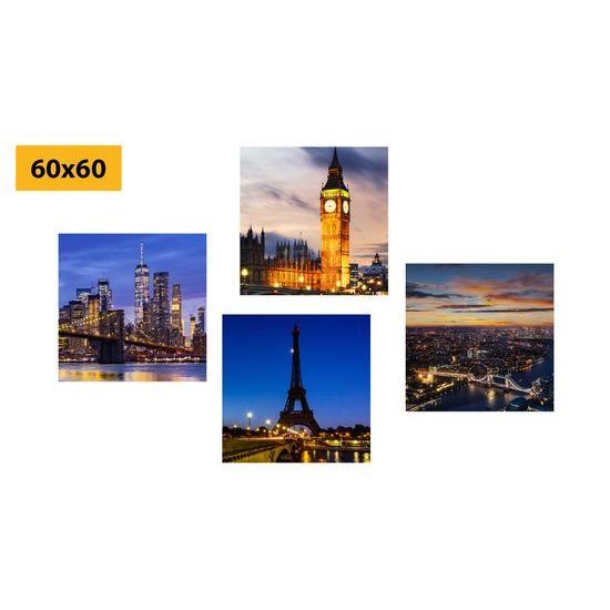Set obrazů noční metropole
