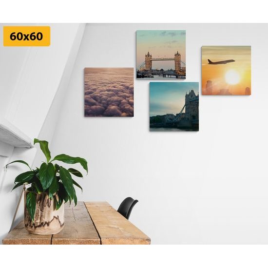 Set obrazů přelet nad Londýnem