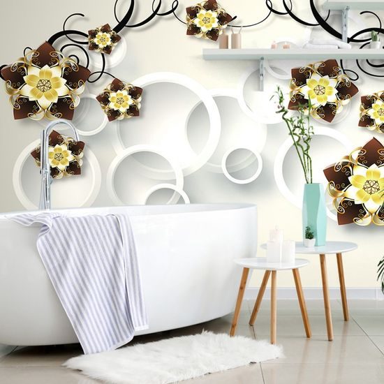 Samolepící tapeta zlaté květiny budoucnosti