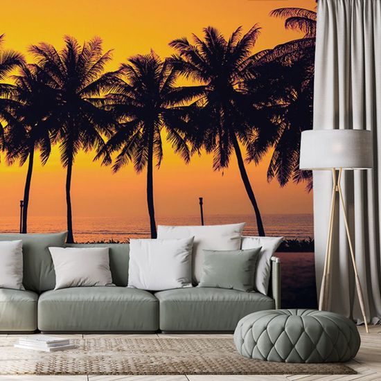 Samolepící tapeta palmy při západu slunce