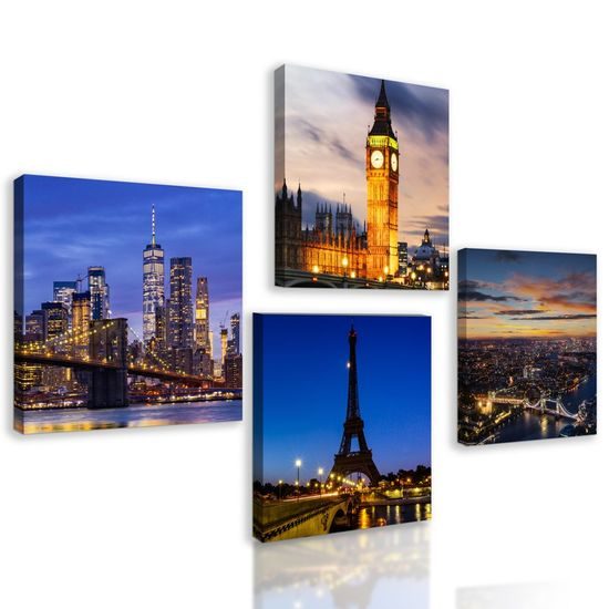 Set obrazů noční metropole