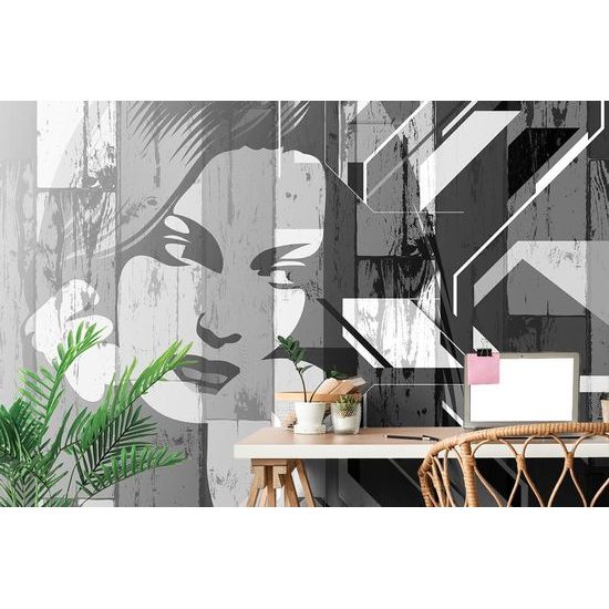 Tapeta černobílá krása ženy v pop art stylu